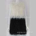 Pretty steps 2015 cream white and black assorted color sleeveless long fur jacket